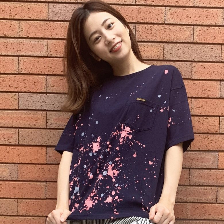 ボブソン ペイントビッグポケットT ネイビー・ブラック/ユニセックス